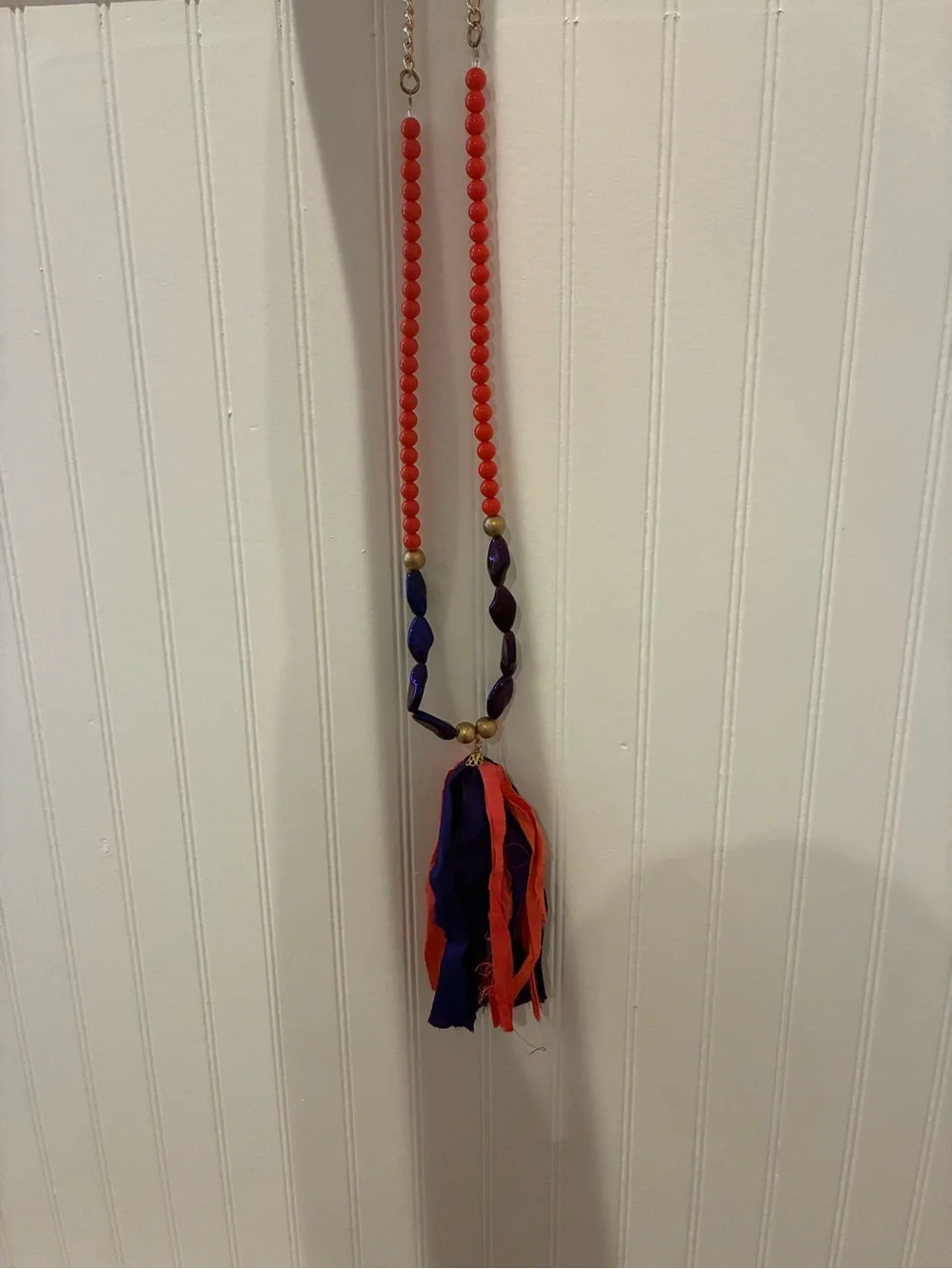 Handmade Red & Purple Beaded Tassel Accessory